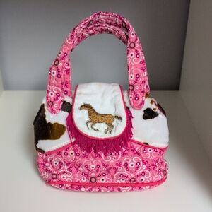 💜2/$20💜 Douglas Sassy Pet Saks Pink Horse-Embroidered Girls' Handbag